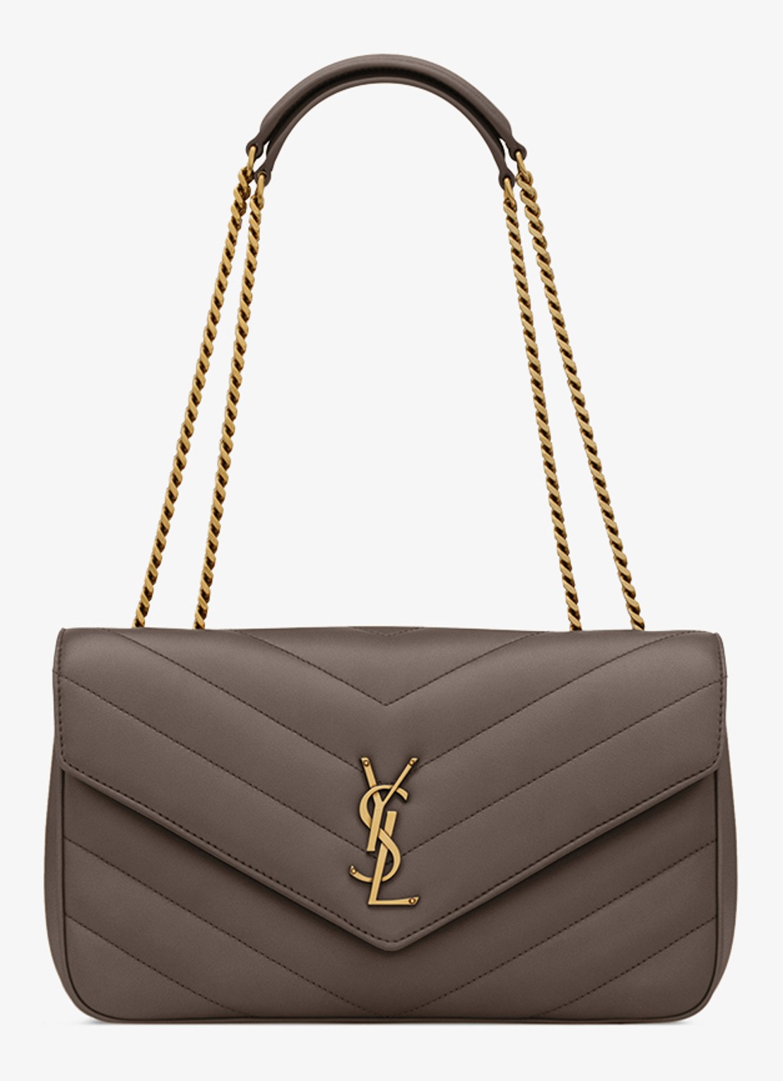 Saint Laurent Loulou Medium schoudertas van lamsleer - voorkant 7 taupe