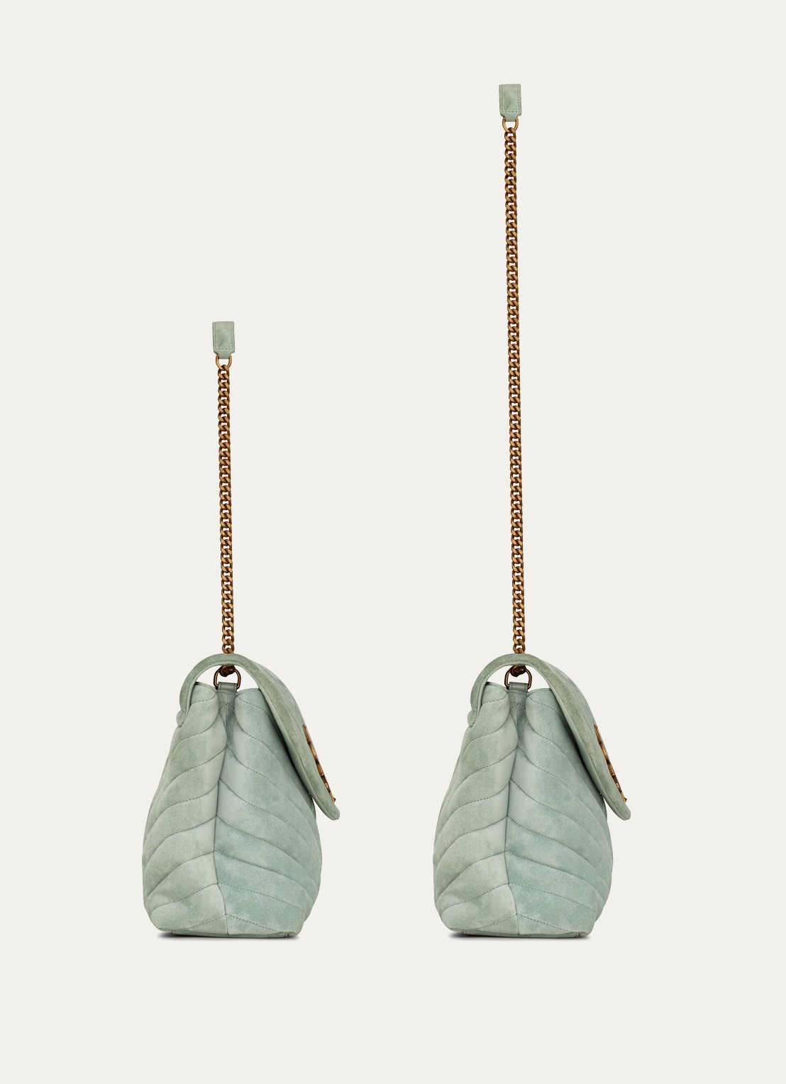 Saint Laurent Loulou Medium schoudertas van quilted kalfssuède - detail 3 mint