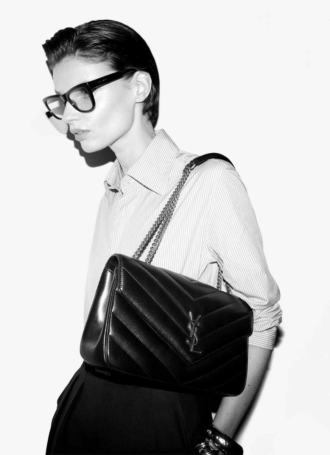 Saint Laurent Loulou Medium schoudertas van quilted lamsleer - detail 3 zwart