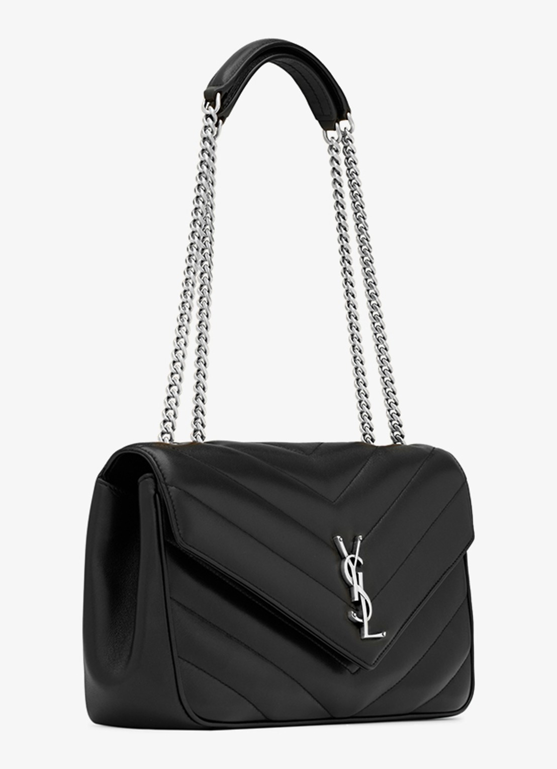 Saint Laurent Loulou Medium schoudertas van quilted lamsleer - detail 4 zwart