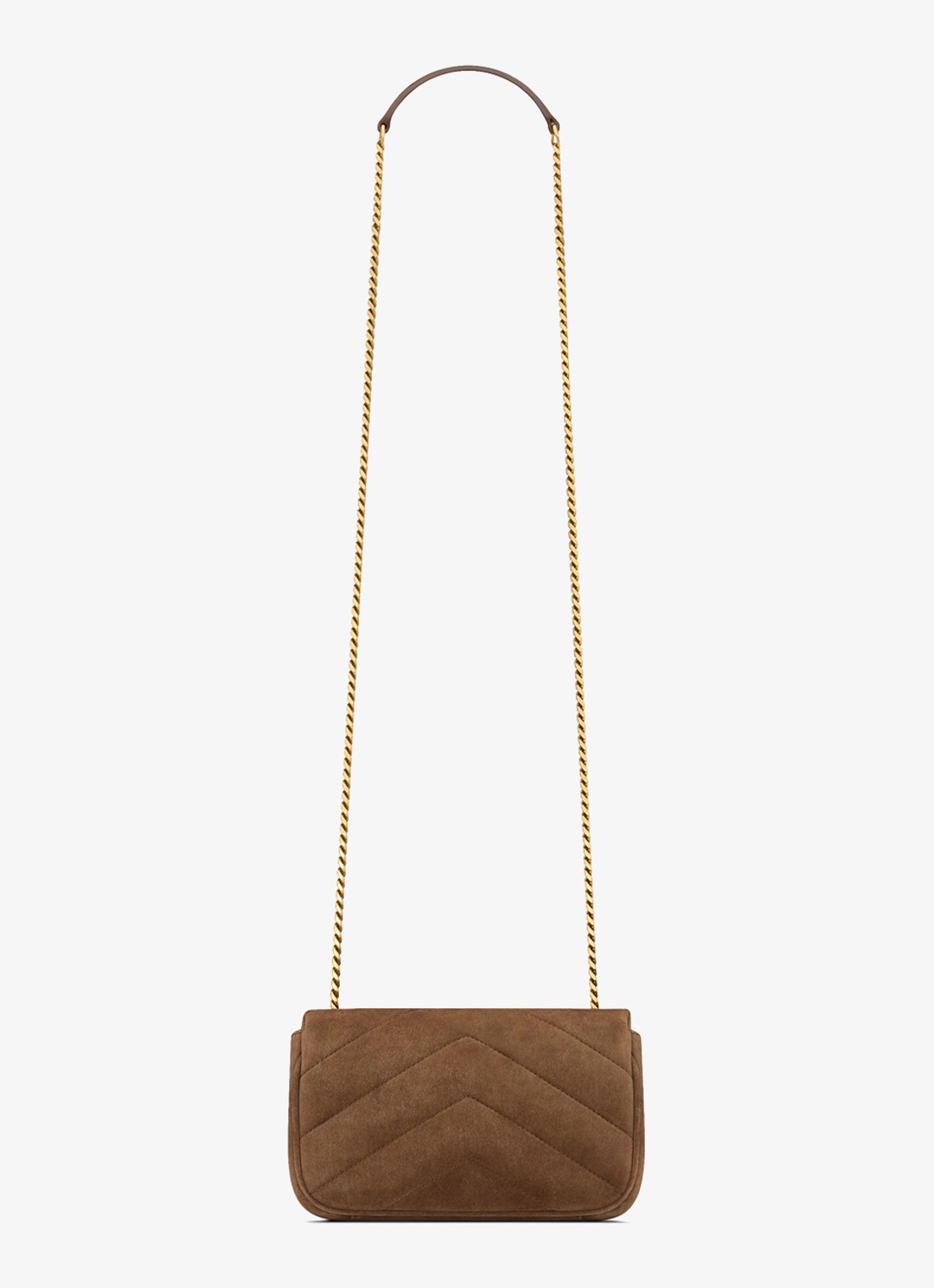 Saint Laurent Loulou Mini crossbodytas van kalfssuède - achterkant bruin