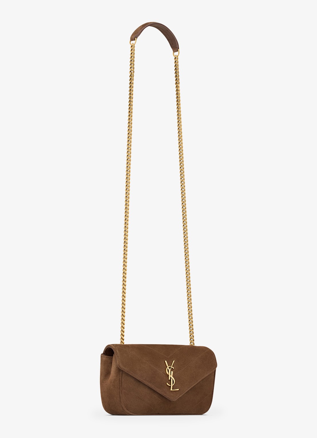 Saint Laurent Loulou Mini crossbodytas van kalfssuède - detail 4 bruin
