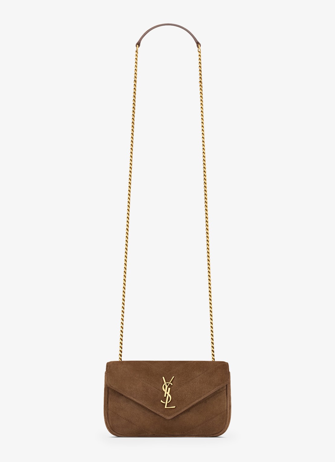 Saint Laurent Loulou Mini crossbodytas van kalfssuède - voorkant 7 bruin