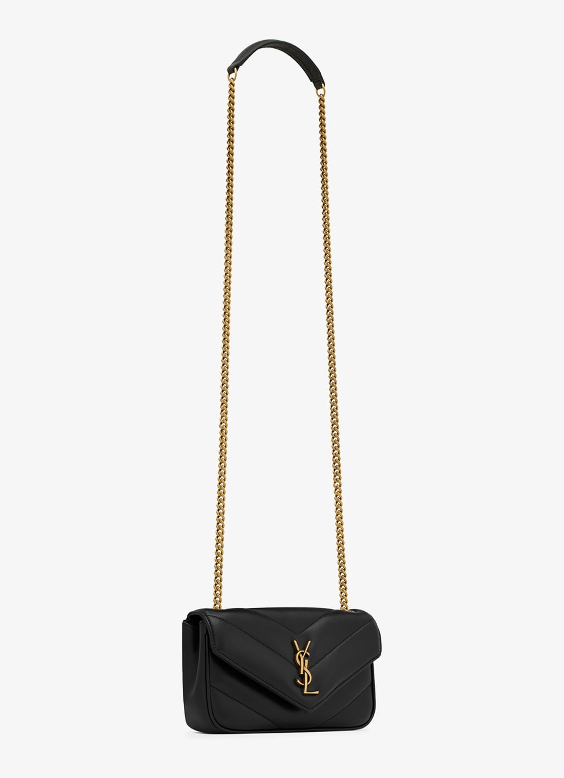 Saint Laurent Loulou Mini crossbodytas van lamsleer - detail 4 zwart