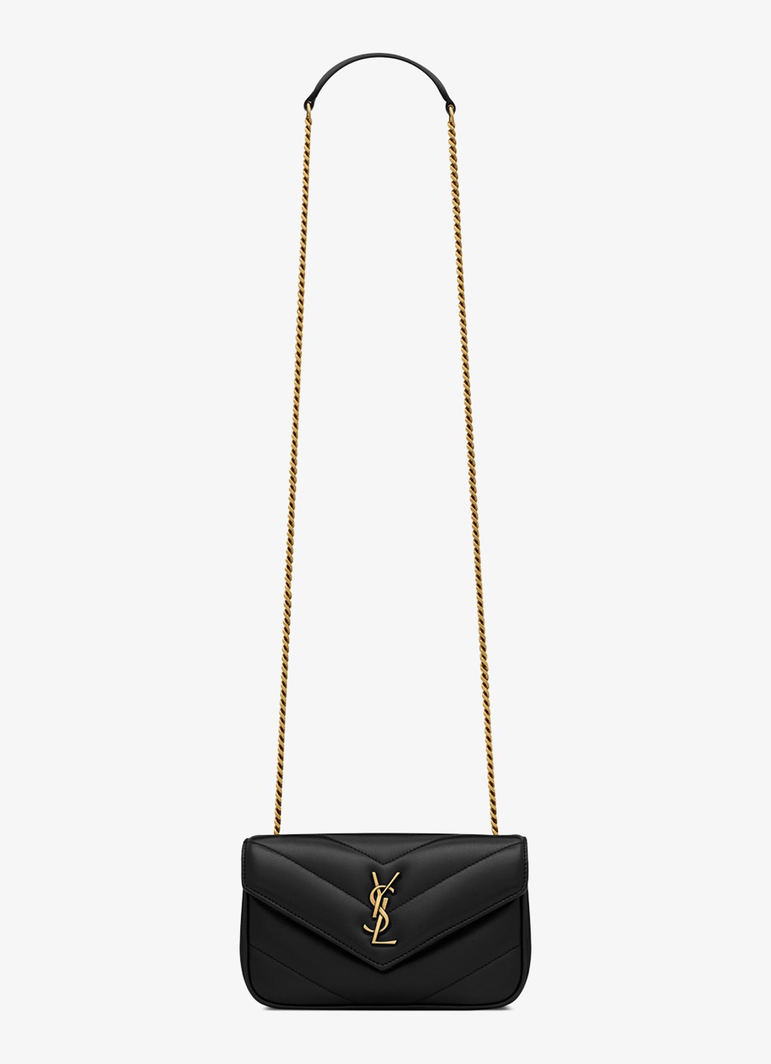 Saint Laurent Loulou Mini crossbodytas van lamsleer - voorkant 7 zwart