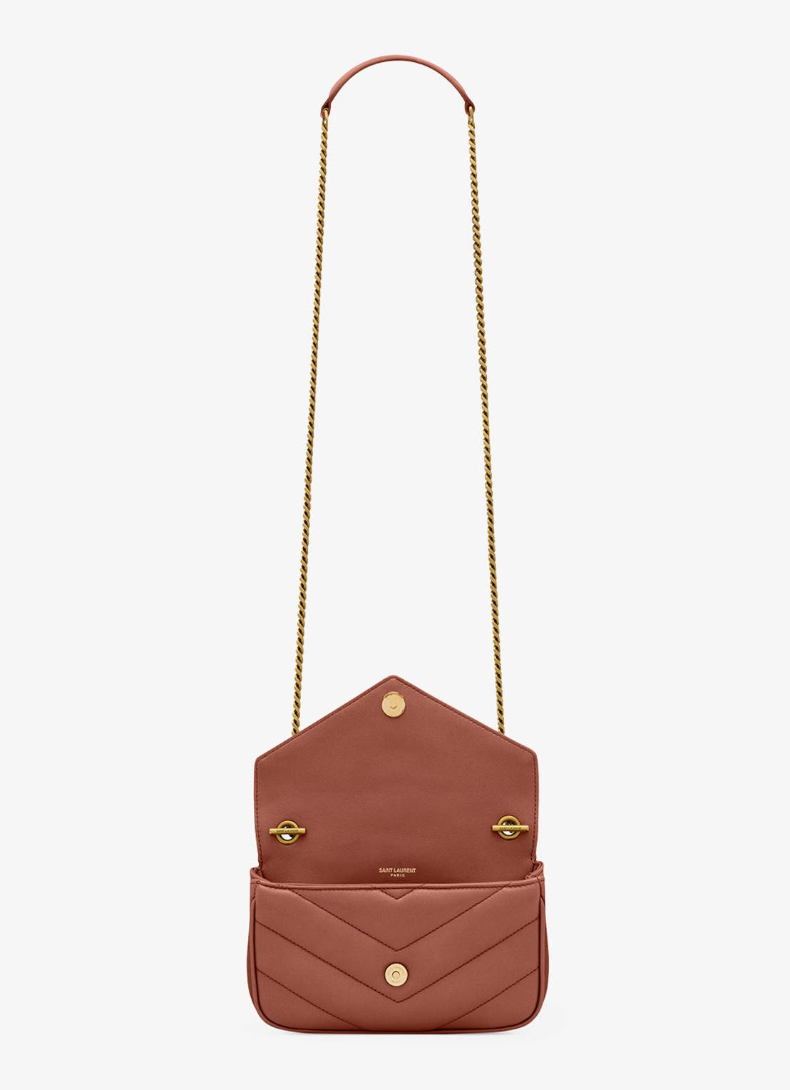 Saint Laurent Loulou Mini crossbodytas van lamsleer - detail 3 roestbruin