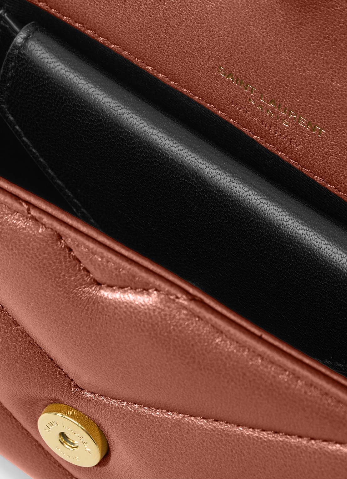 Saint Laurent Loulou Mini crossbodytas van lamsleer - detail 5 roestbruin