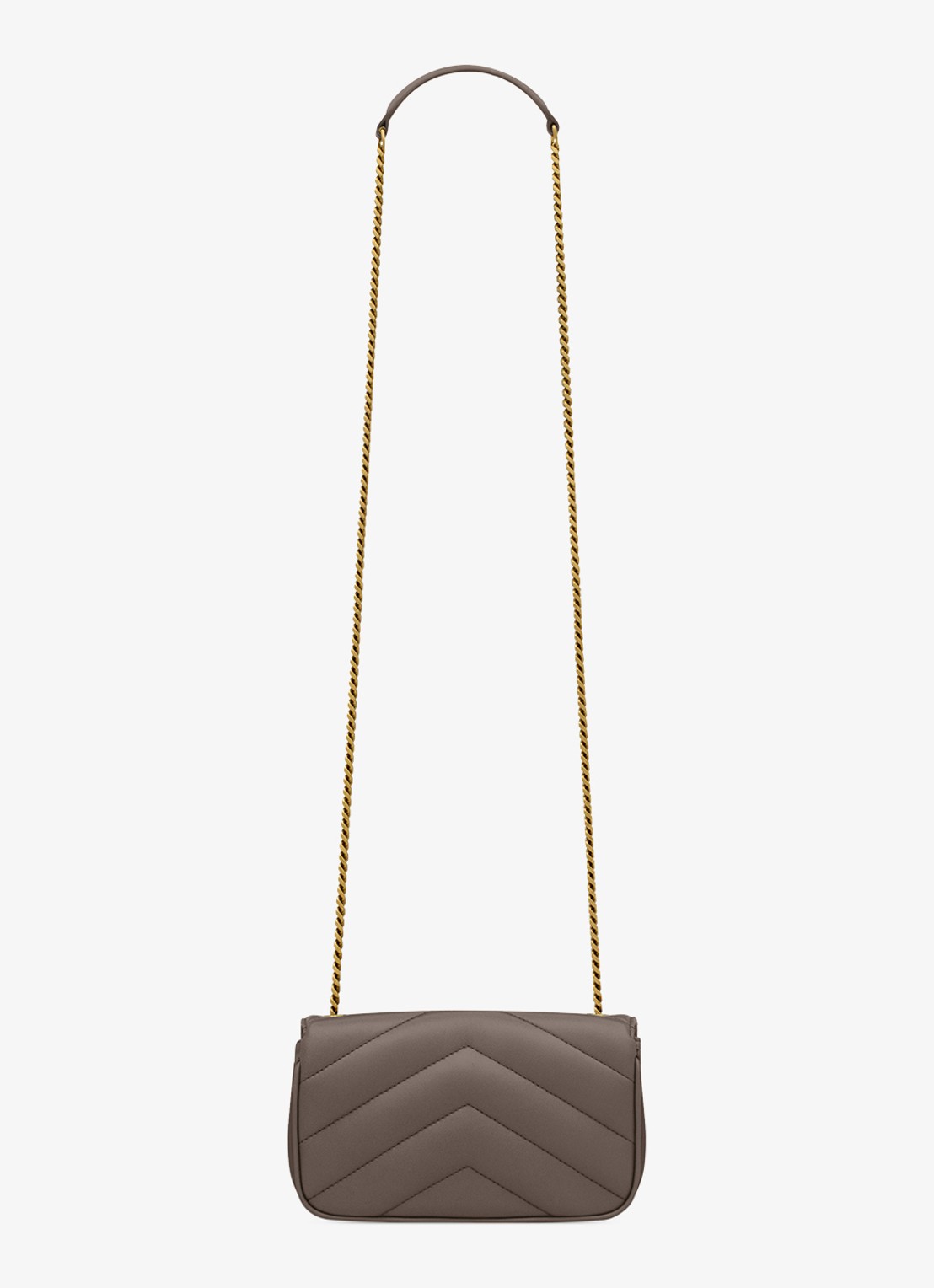 Saint Laurent Loulou Mini crossbodytas van lamsleer - achterkant taupe
