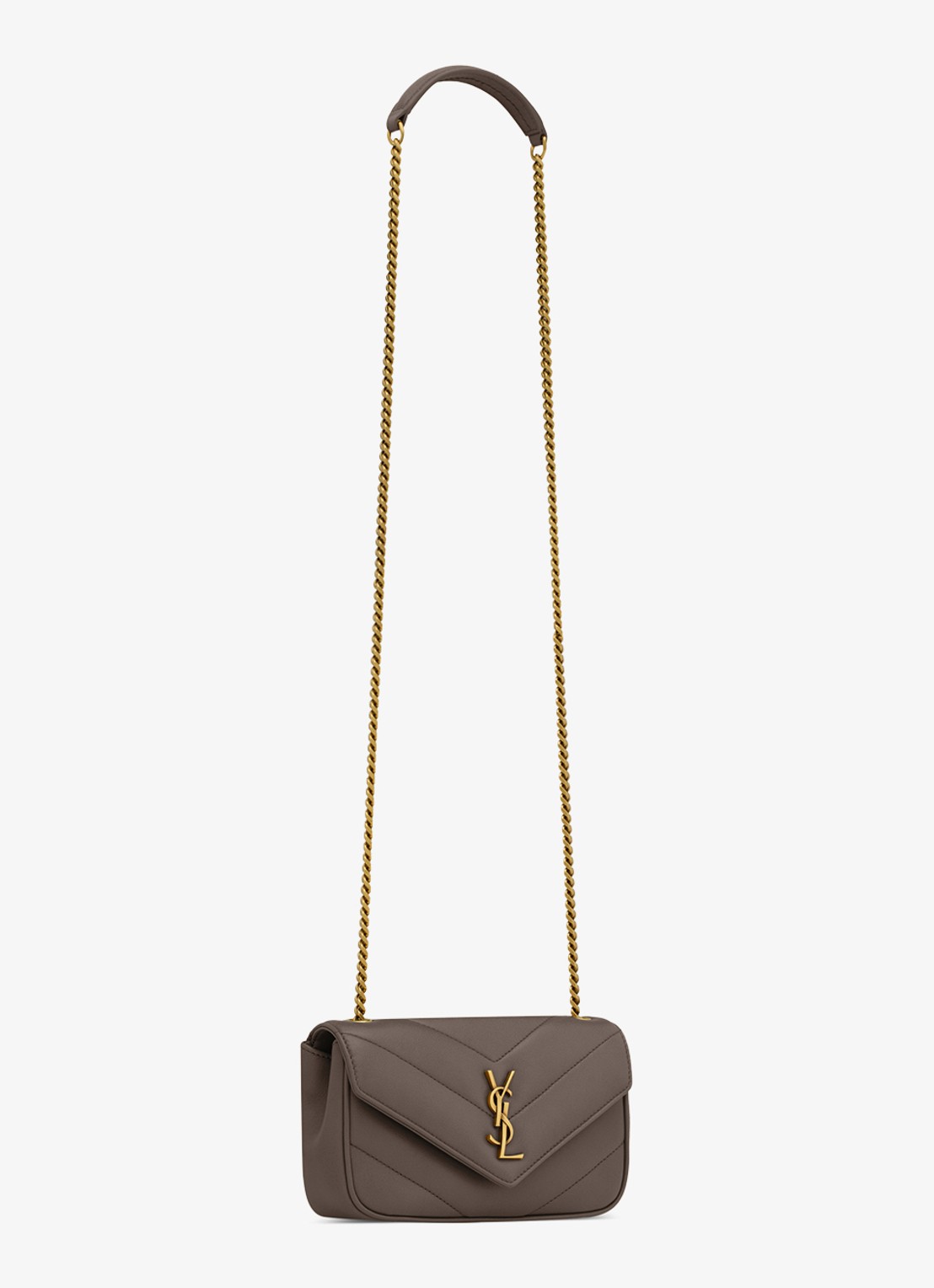 Saint Laurent Loulou Mini crossbodytas van lamsleer - detail 4 taupe