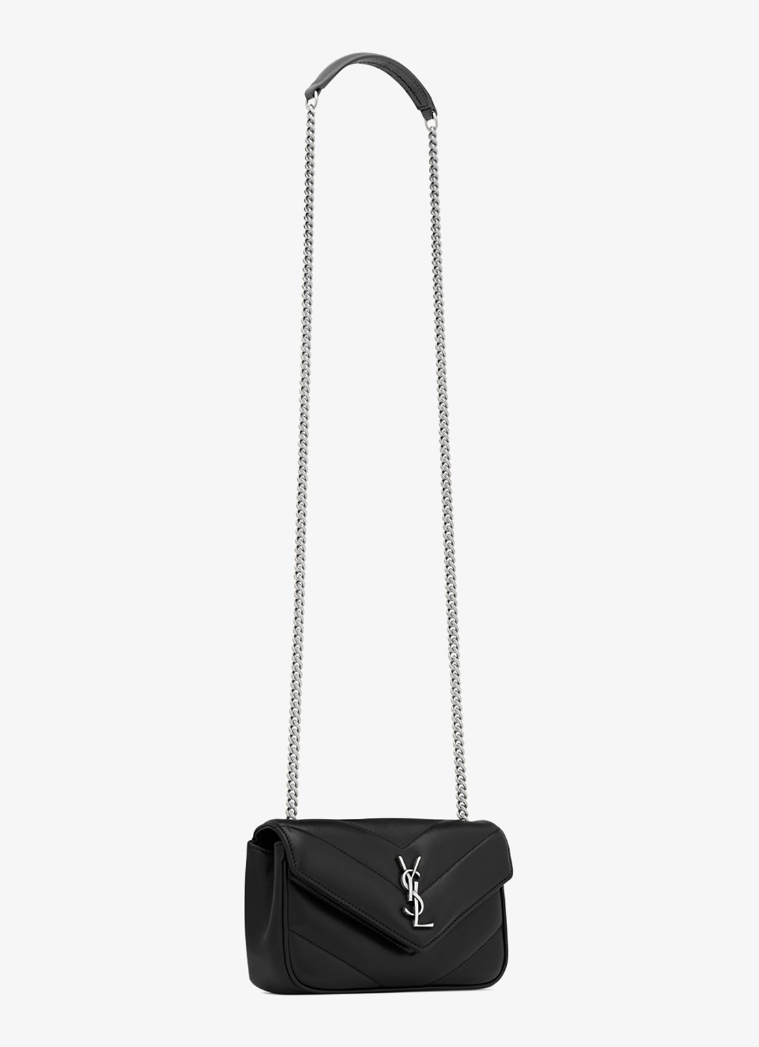 Saint Laurent Loulou Mini crossbodytas van quilted lamsleer - detail 4 zwart