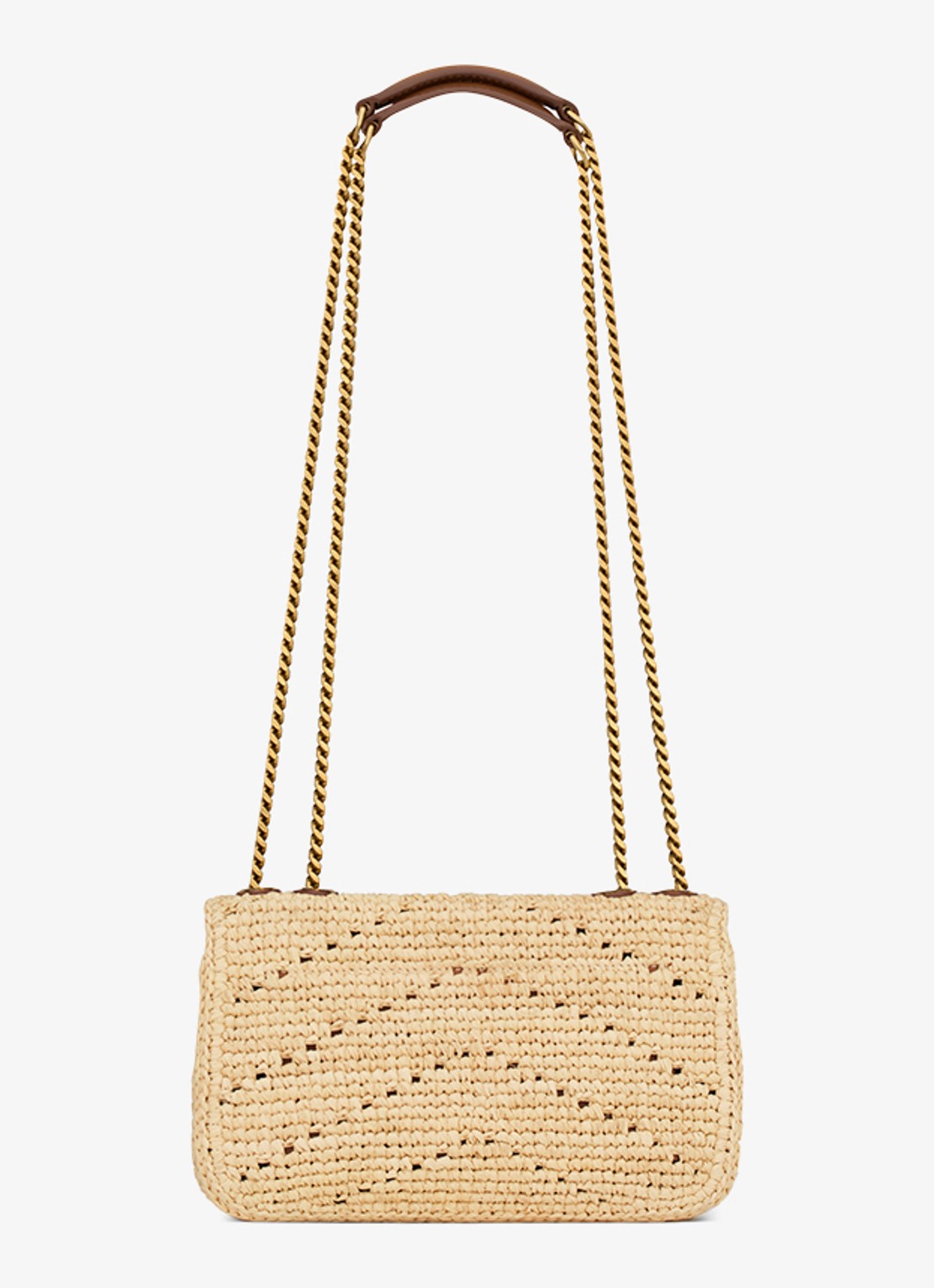 Saint Laurent Loulou Mini schoudertas van raffia - achterkant beige