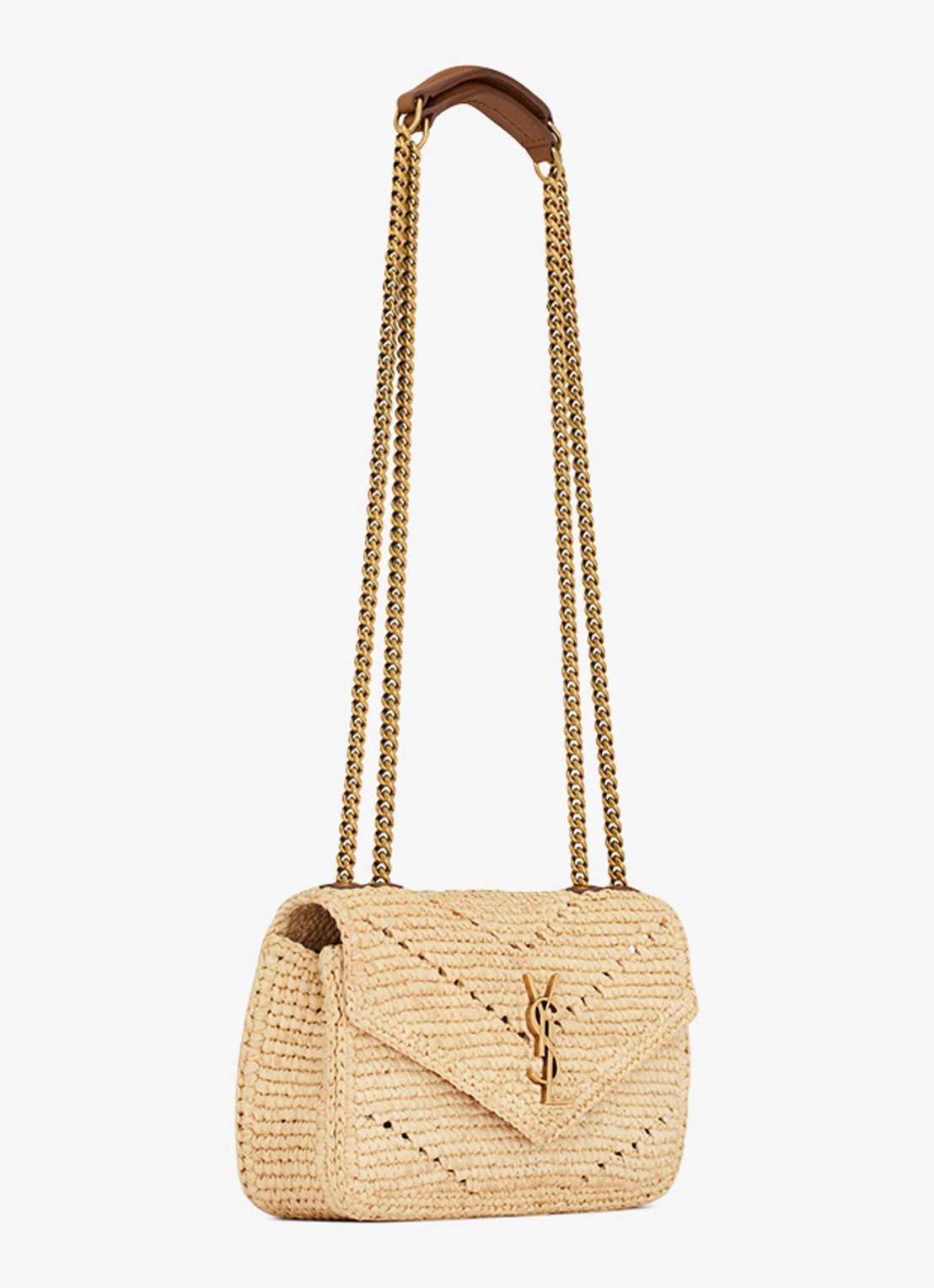 Saint Laurent Loulou Mini schoudertas van raffia - detail 3 beige