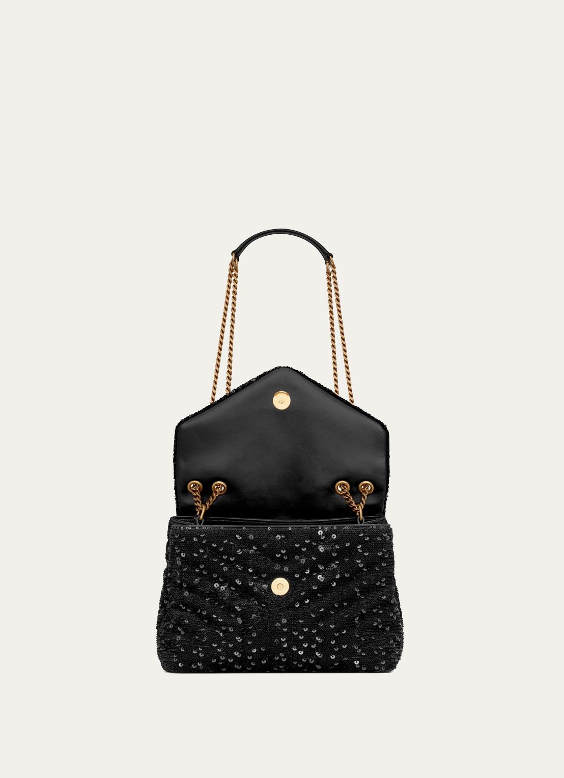 Saint Laurent Loulou Small schoudertas in zijdeblend met pailletten - detail 3 zwart