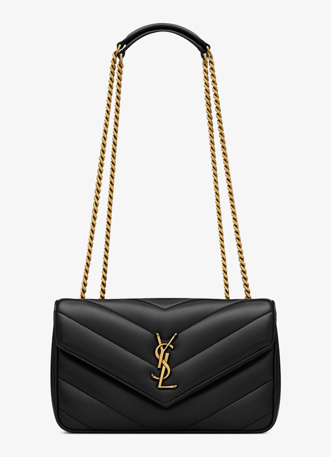 Saint Laurent Loulou Small schoudertas van lamsleer - voorkant zwart