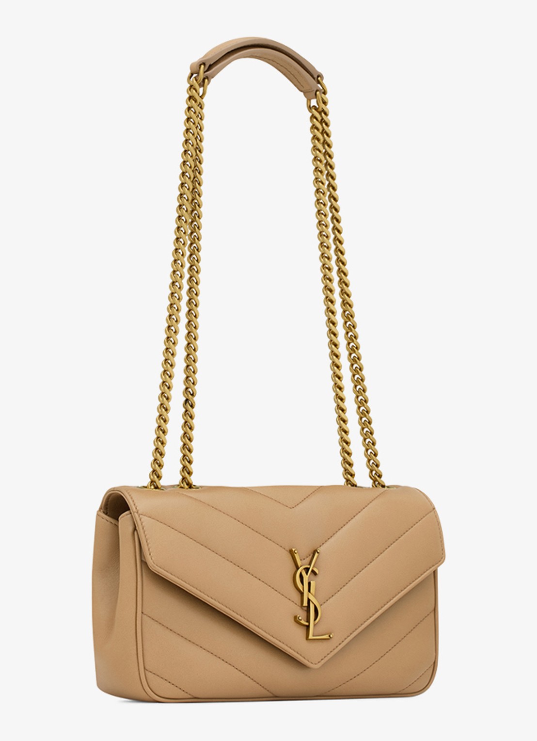 Saint Laurent Loulou Small schoudertas van lamsleer - detail 3 lichtbruin