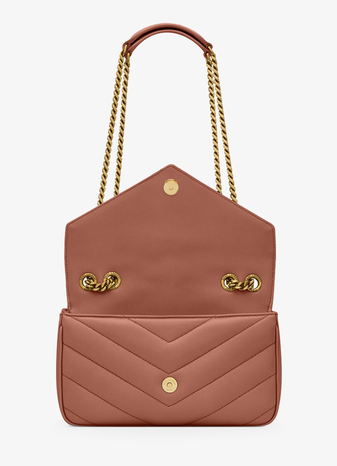 Saint Laurent Loulou Small schoudertas van lamsleer - detail 2 roestbruin