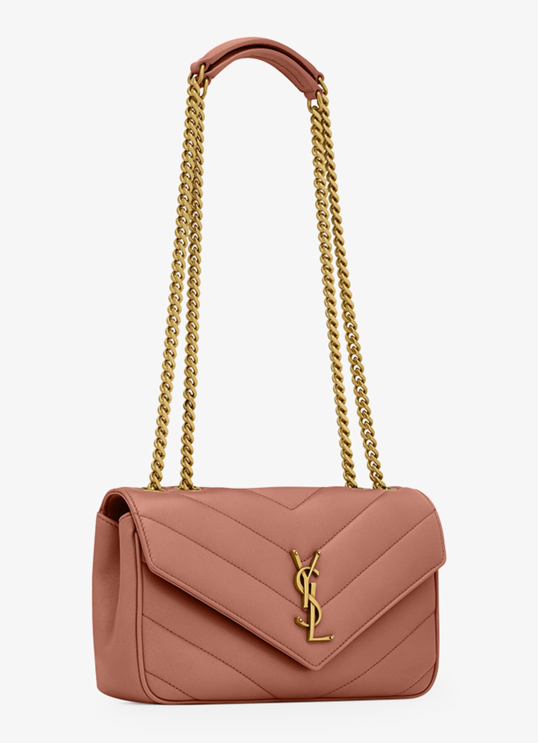 Saint Laurent Loulou Small schoudertas van lamsleer - detail 4 roestbruin