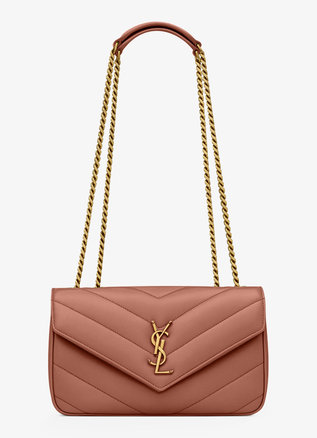Saint Laurent Loulou Small schoudertas van lamsleer - voorkant 7 roestbruin
