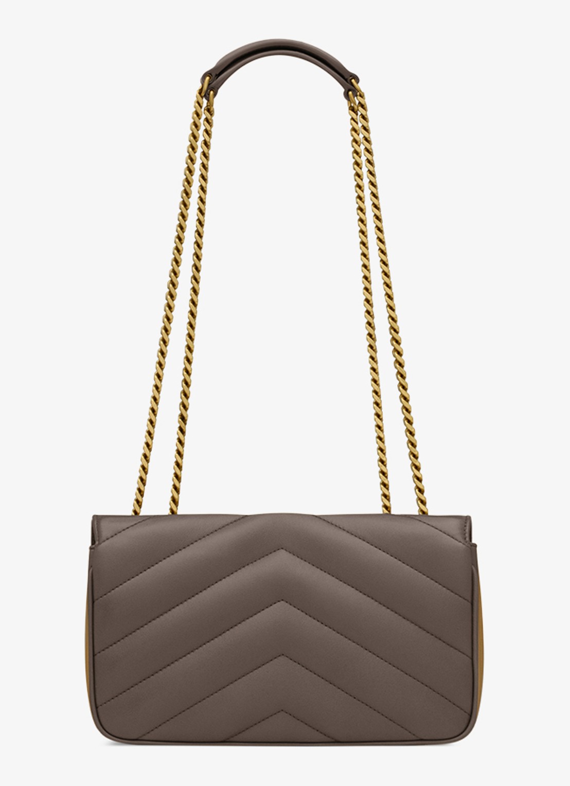 Saint Laurent Loulou Small schoudertas van lamsleer - achterkant 2 taupe