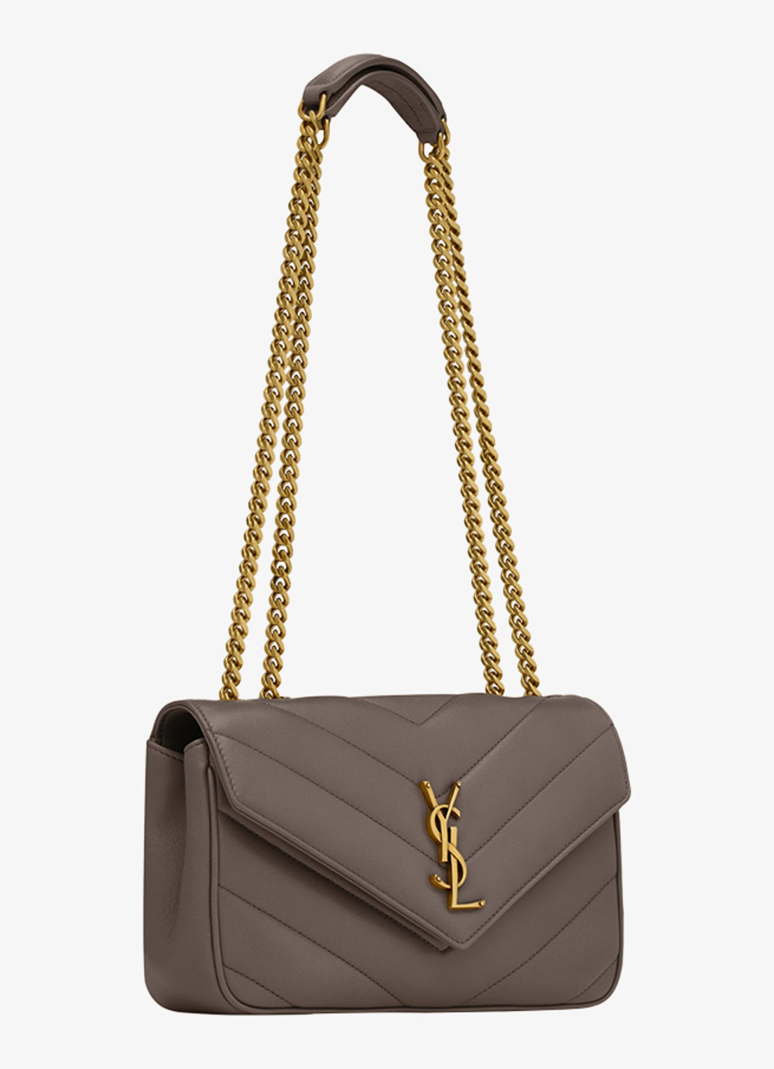 Saint Laurent Loulou Small schoudertas van lamsleer - detail 4 taupe