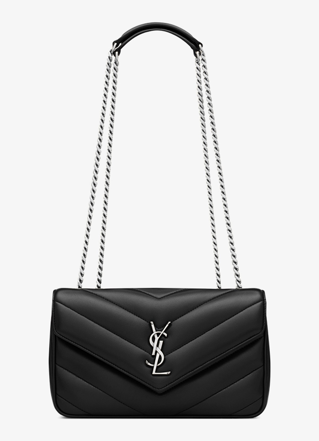 Saint Laurent Loulou Small schoudertas van quilted lamsleer - voorkant 2 zwart
