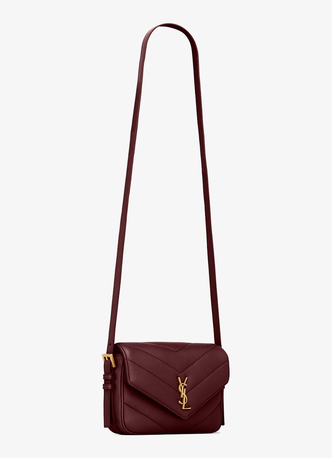 Saint Laurent Loulou Toy crossbodytas van lamsleer - detail 2 donkerrood