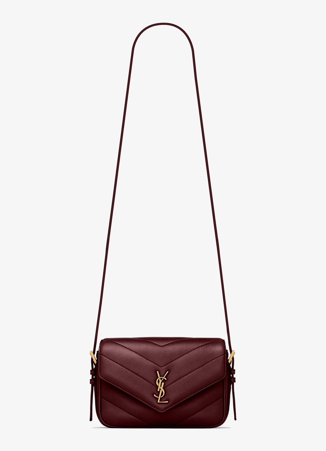 Saint Laurent Loulou Toy crossbodytas van lamsleer - voorkant donkerrood