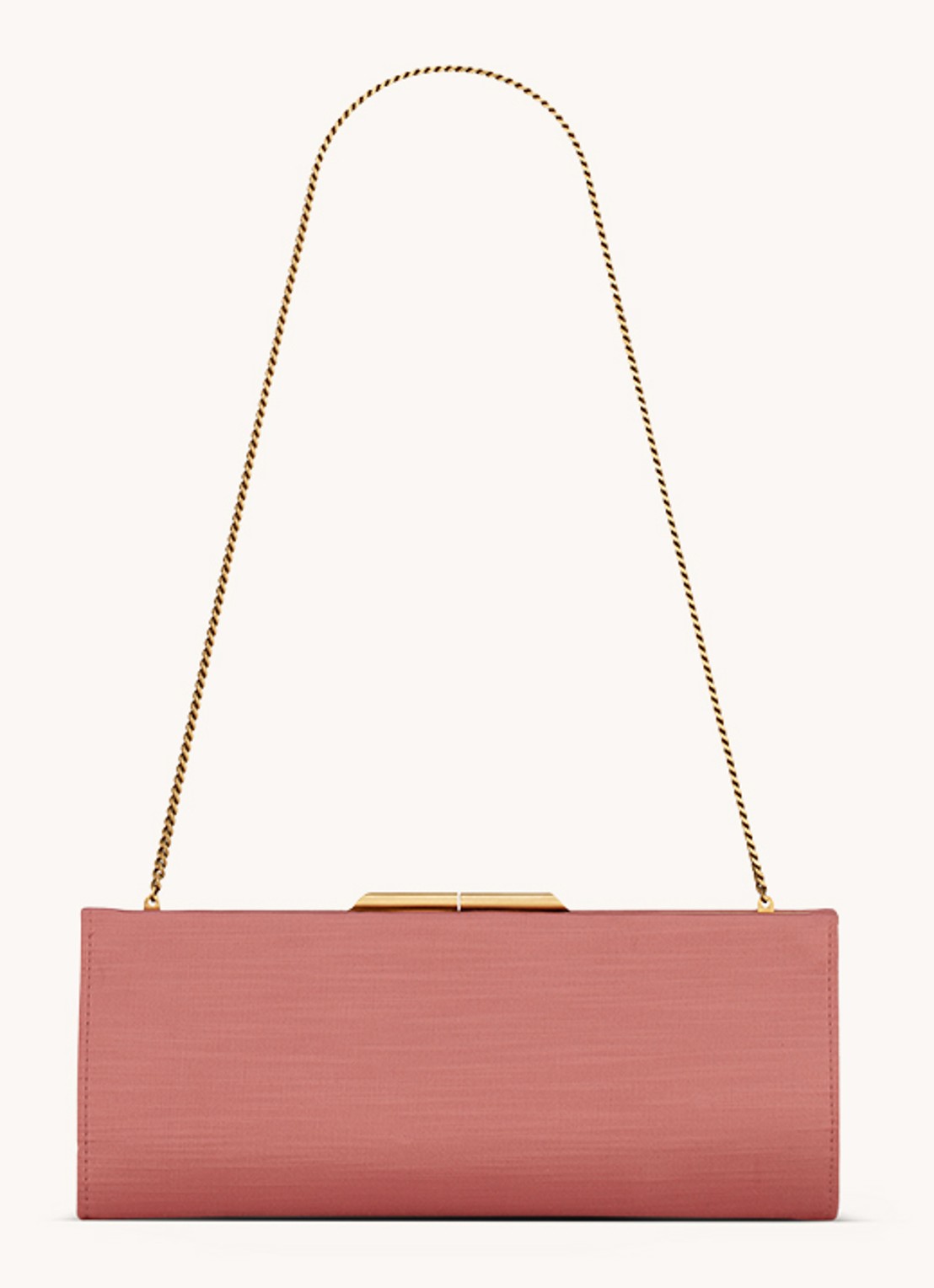 Saint Laurent Midnight Small clutch van satijn - voorkant zalmroze