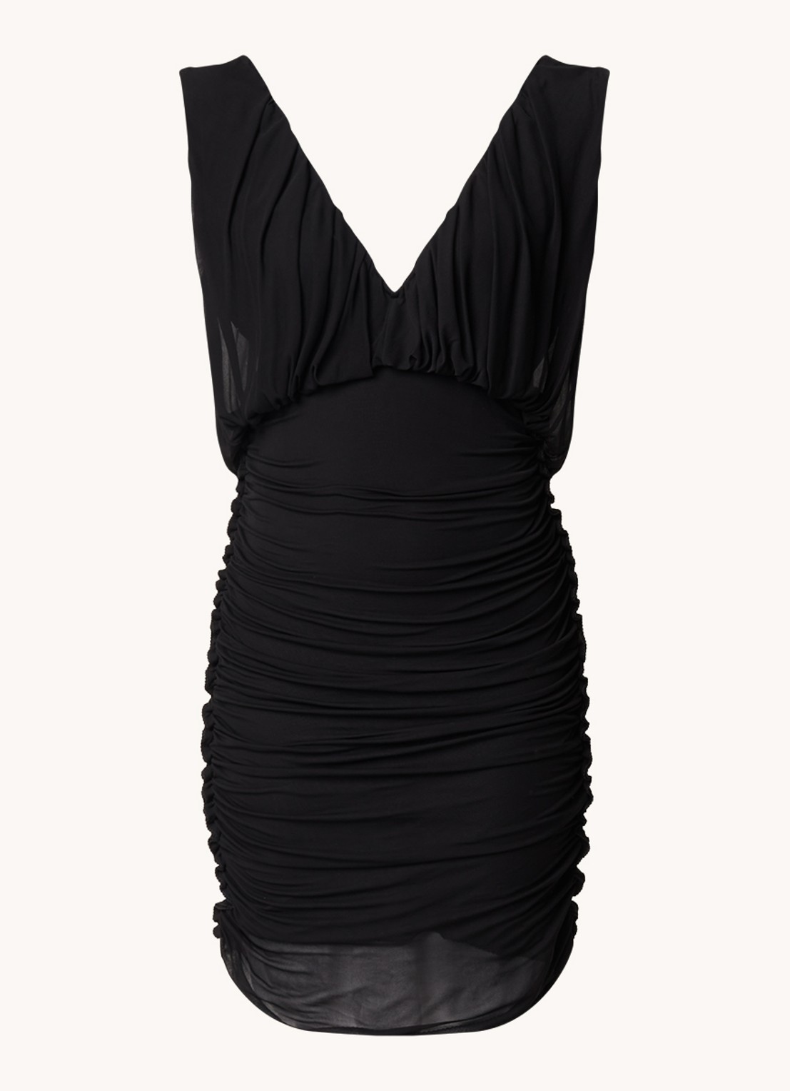 Saint Laurent Mini jurk met gedrapeerd detail - voorkant 4 zwart