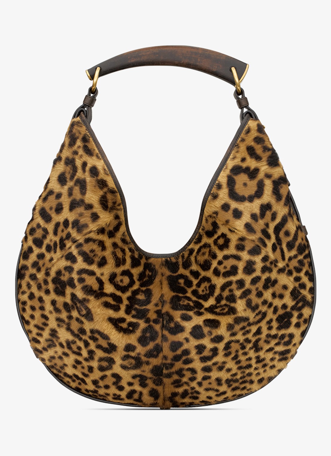 Saint Laurent Mombasa Medium schoudertas van kalfsleer met ponyhair - achterkant 2 bruin