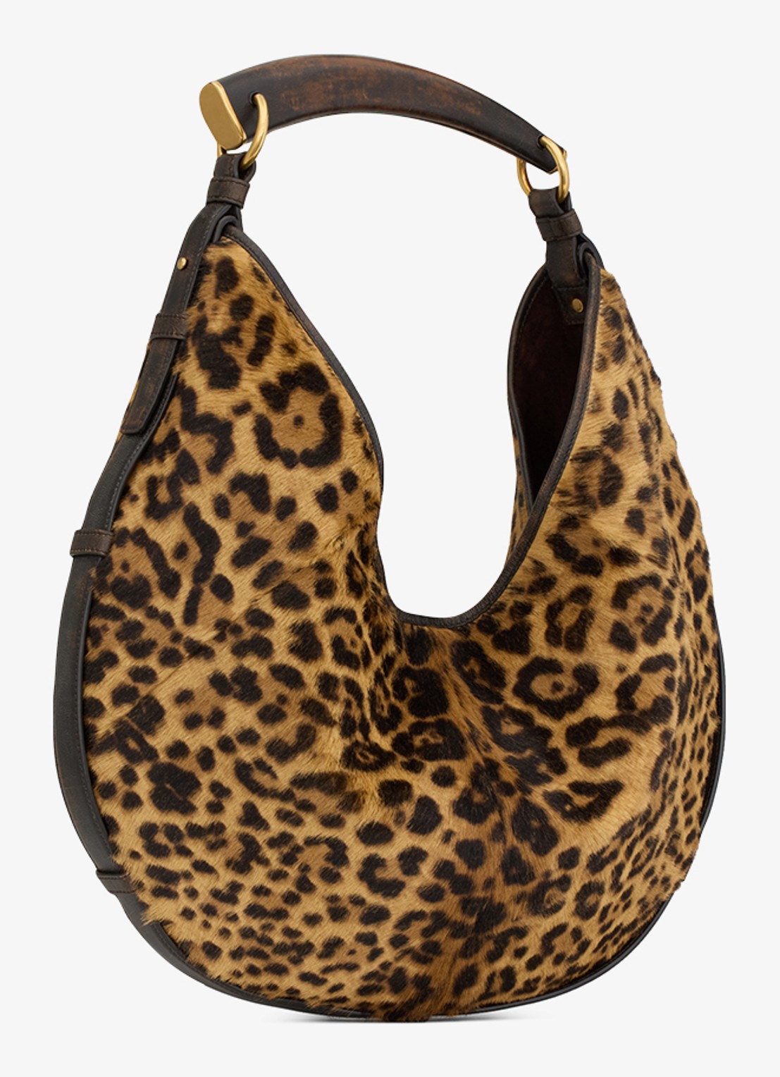Saint Laurent Mombasa Medium schoudertas van kalfsleer met ponyhair - detail 3 bruin