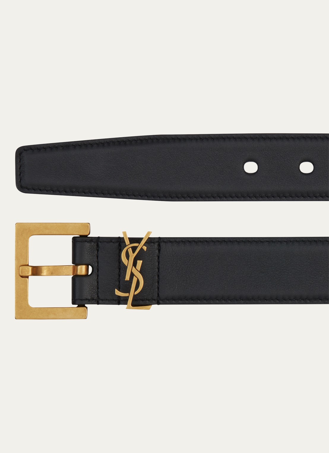 Saint Laurent Monogram riem van kalfsleer - detail zwart