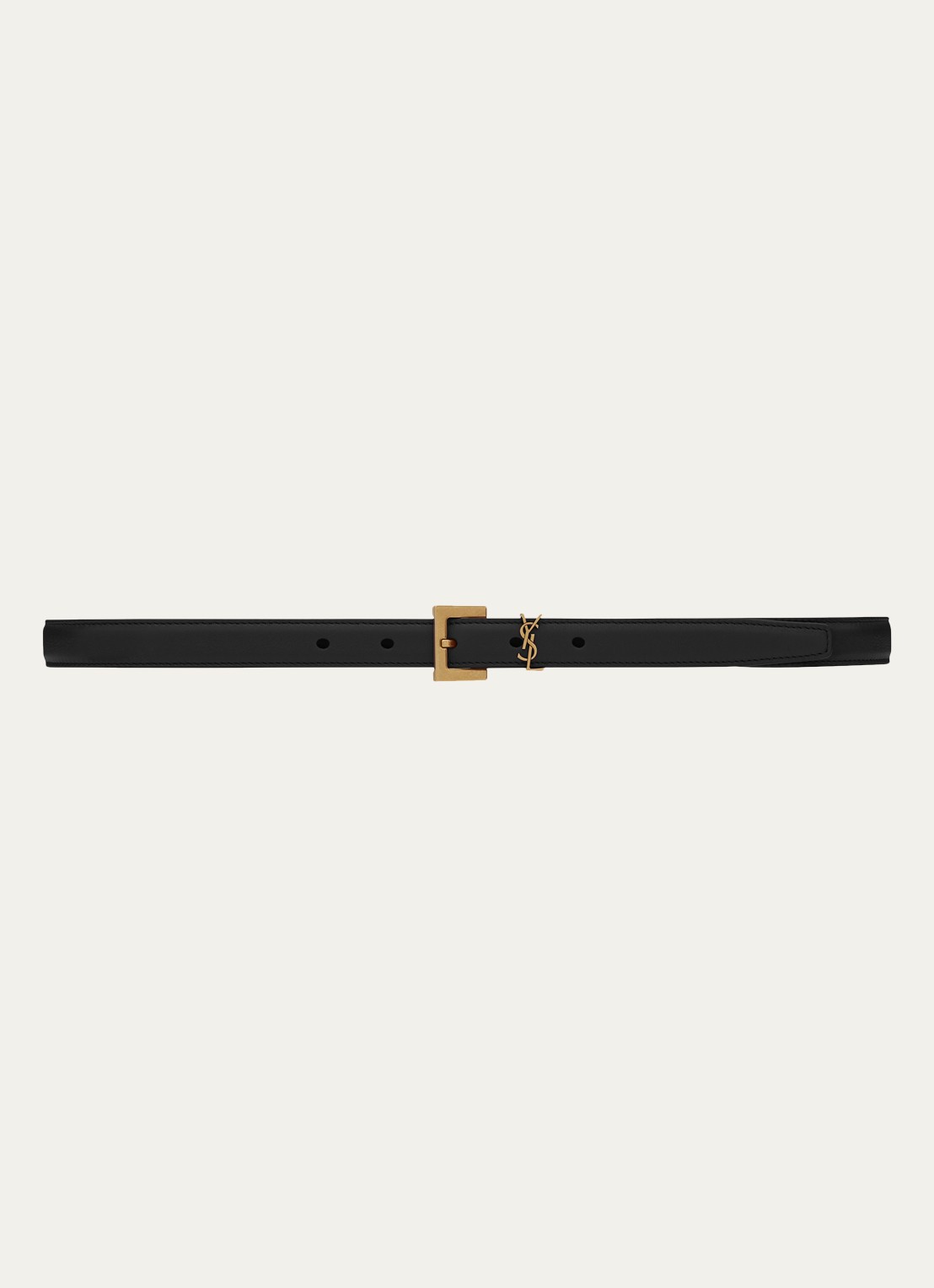 Saint Laurent Narrow Monogram riem van kalfsleer - voorkant zwart