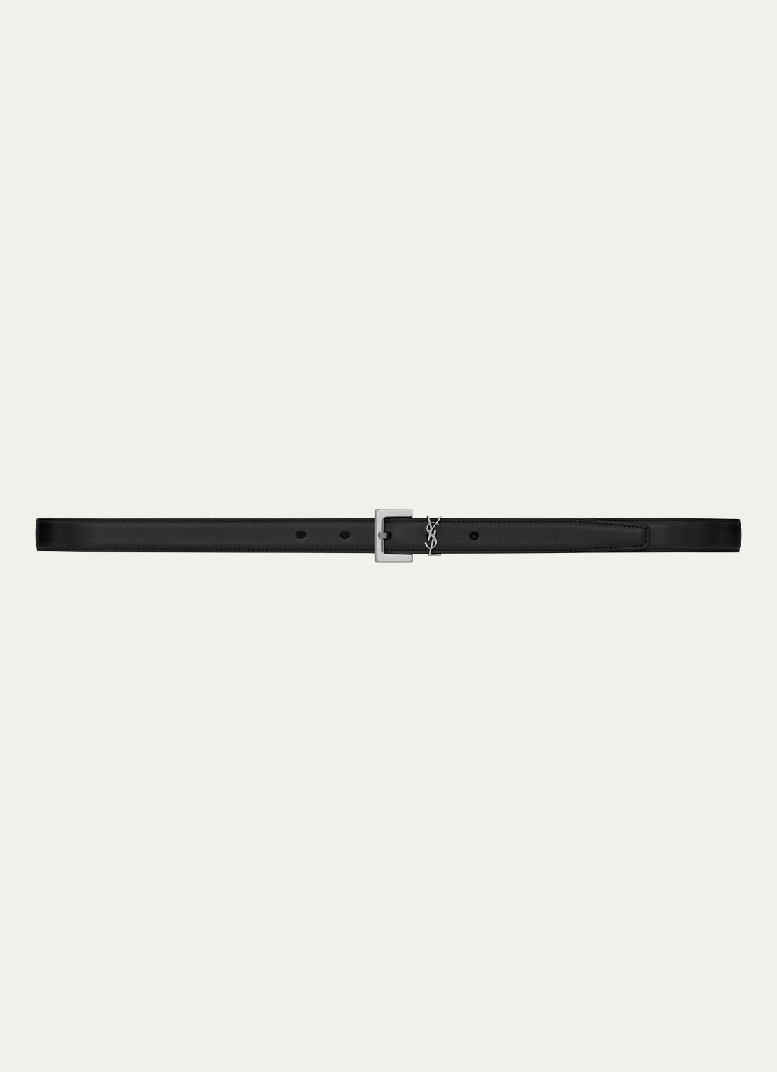 Saint Laurent Narrow Monogram riem van kalfsleer - voorkant 2 zwart