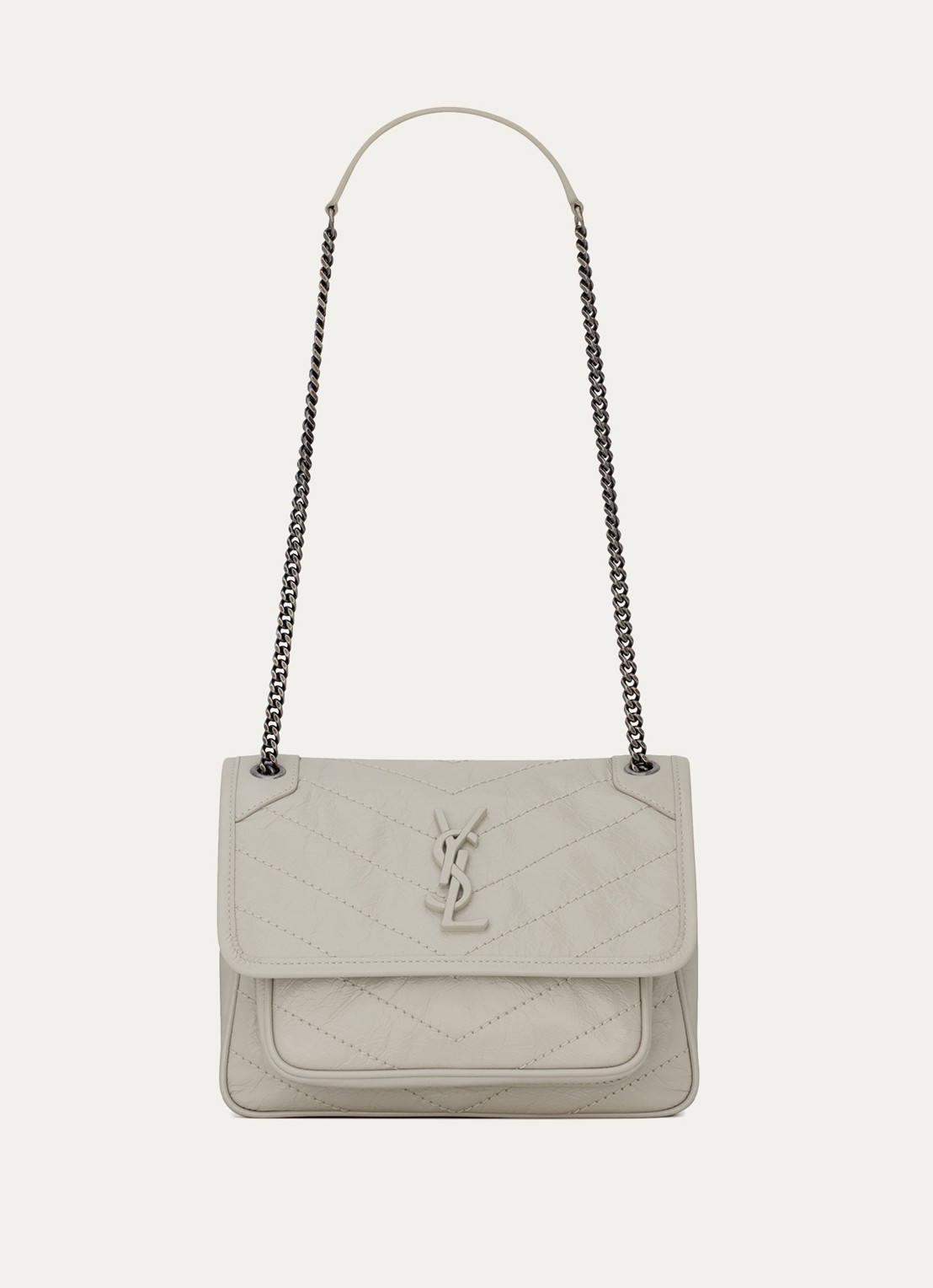 Saint Laurent Niki Baby schoudertas van kalfsleer - voorkant 6 gebroken wit