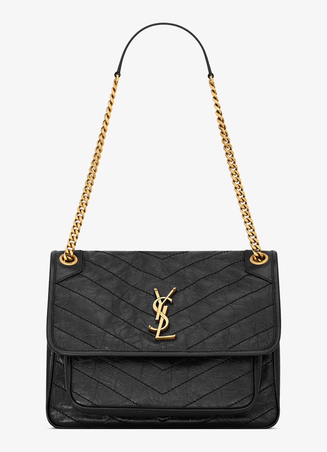 Saint Laurent Niki Medium schoudertas van kalfsleer - voorkant 6 zwart