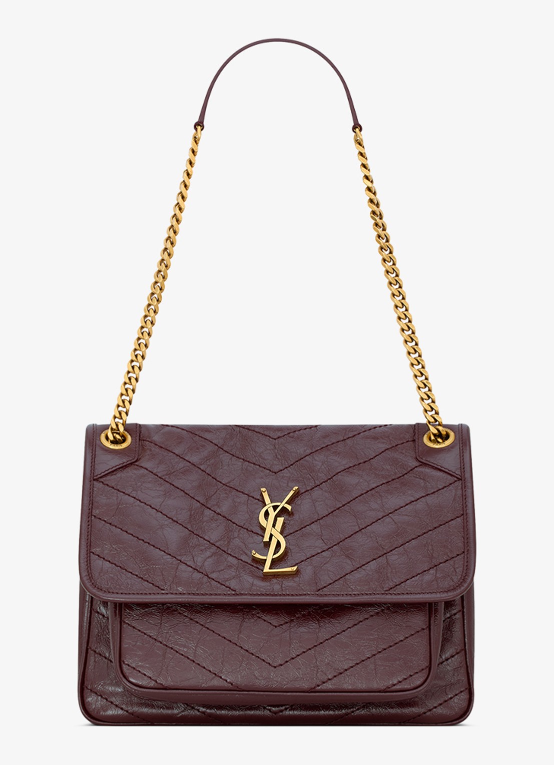 Saint Laurent Niki Medium schoudertas van kalfsleer - voorkant 6 bordeauxrood
