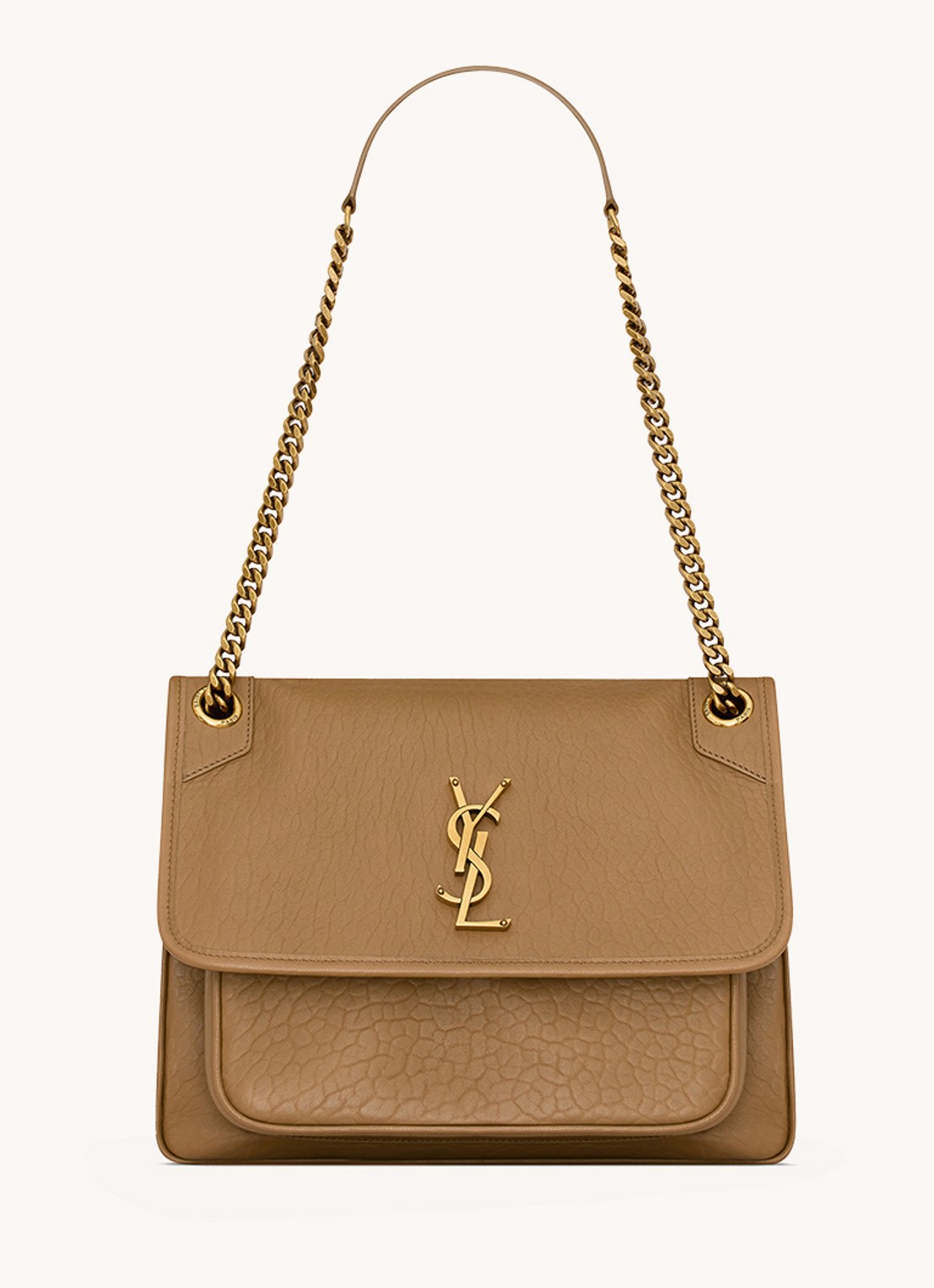 Saint Laurent Niki Medium schoudertas van lamsleer - voorkant bruin