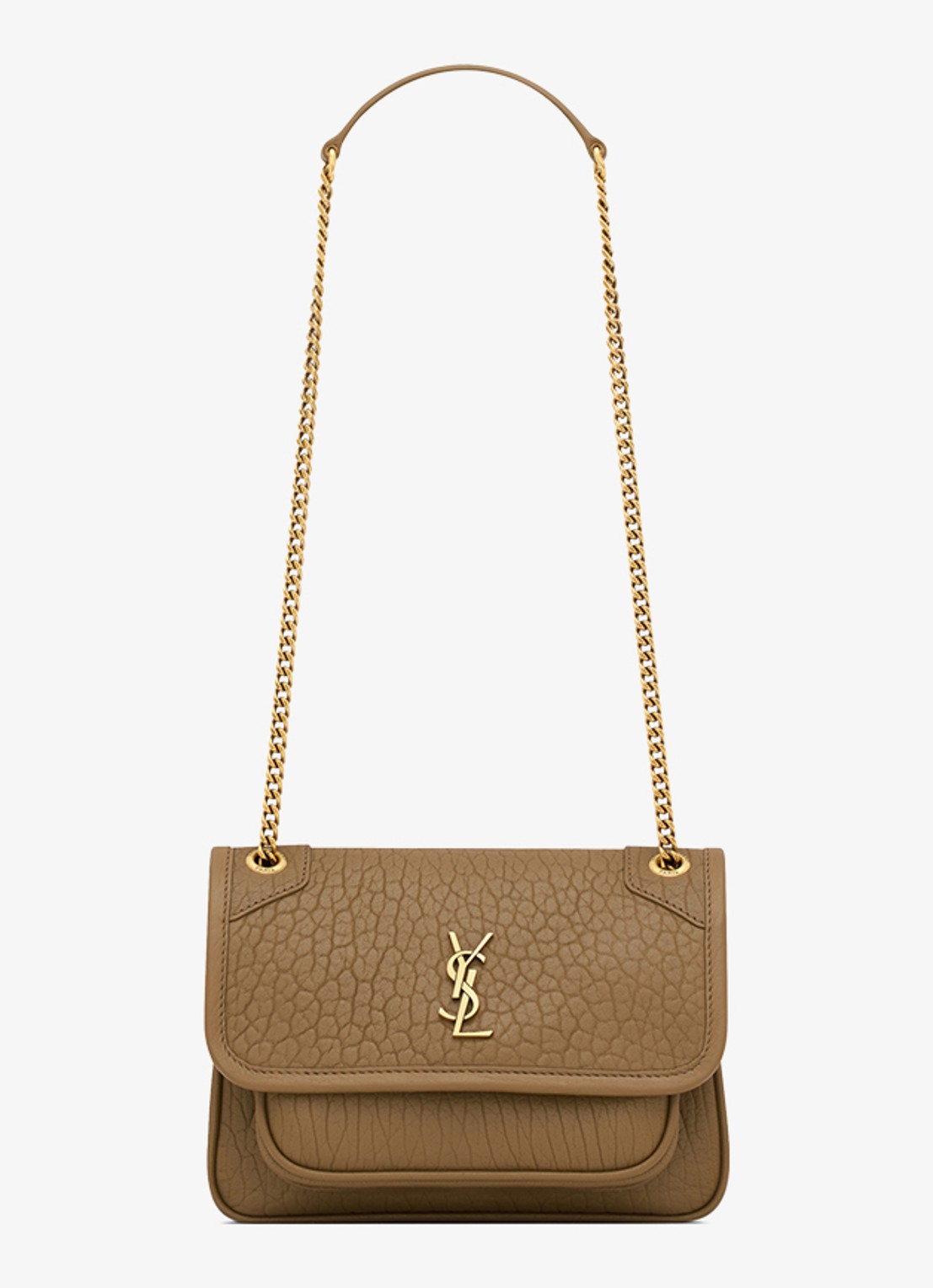 Saint Laurent Niki Mini schoudertas van lamsleer - voorkant camel