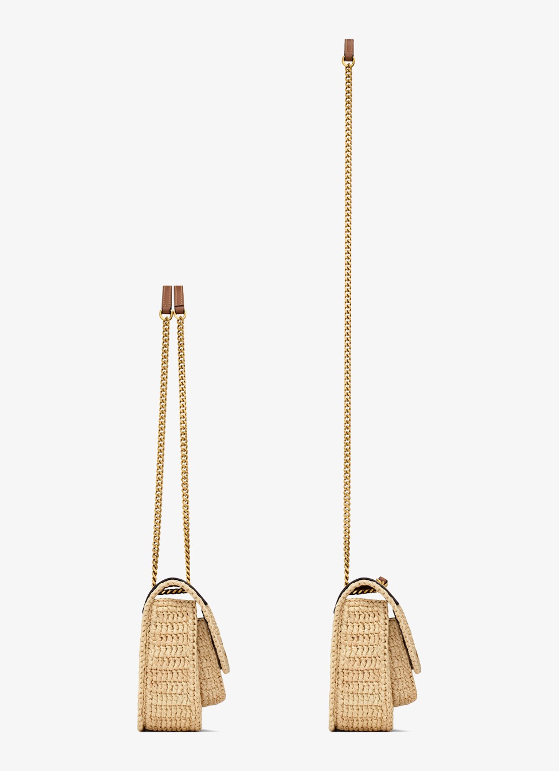 Saint Laurent Niki Mini schoudertas van raffia met leren details - detail 2 beige