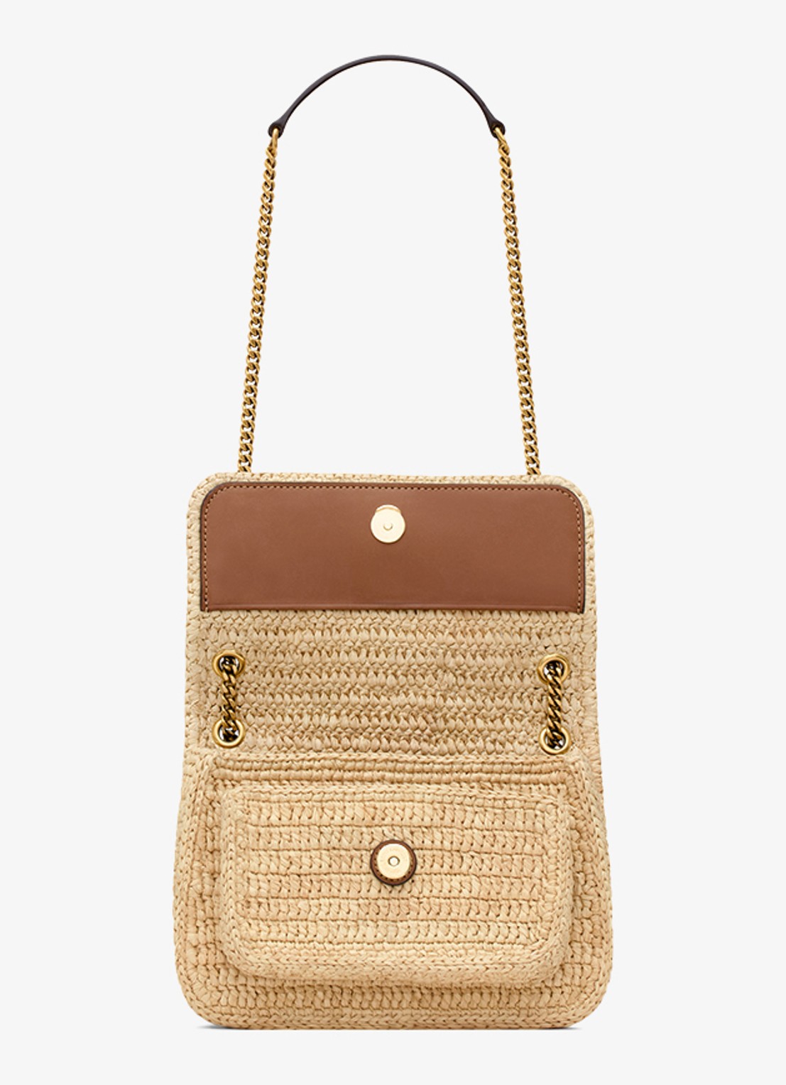 Saint Laurent Niki Mini schoudertas van raffia met leren details - detail 3 beige