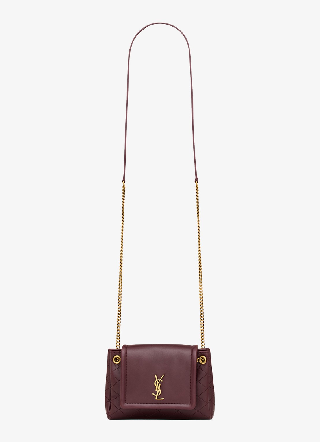 Saint Laurent Nolita Mini crossbodytas van lamsleer - voorkant bordeauxrood