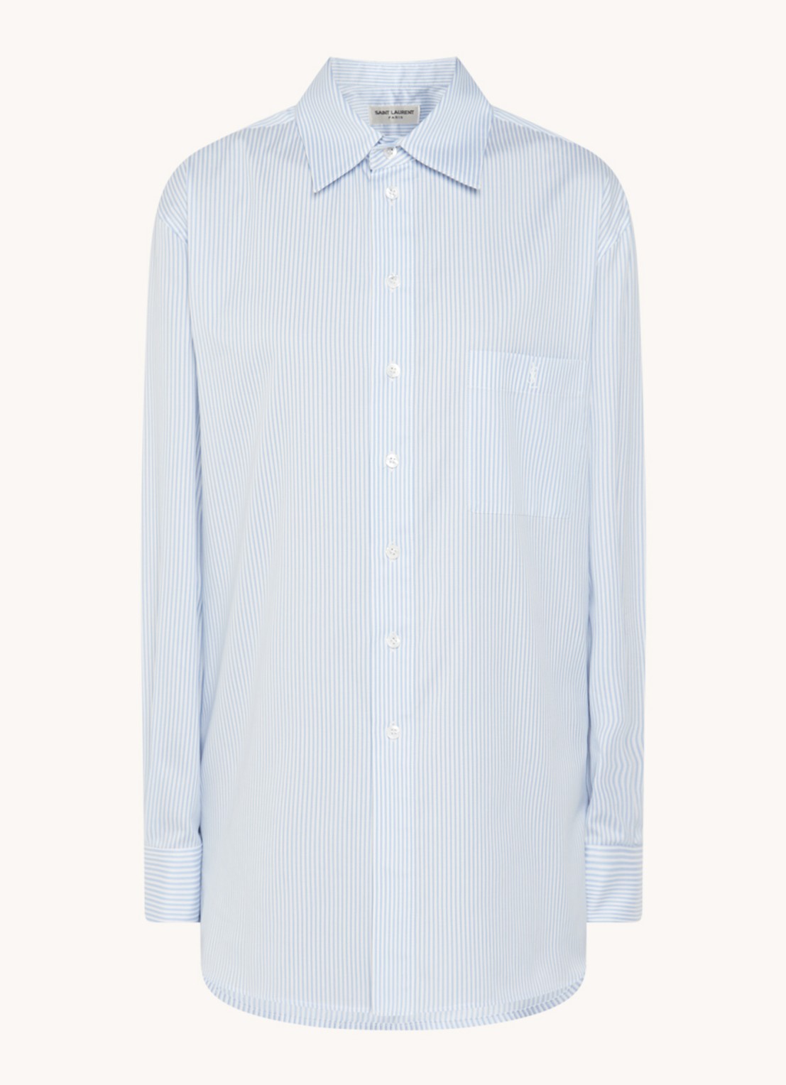 Saint Laurent Oversized blouse met streepprint - voorkant lichtblauw