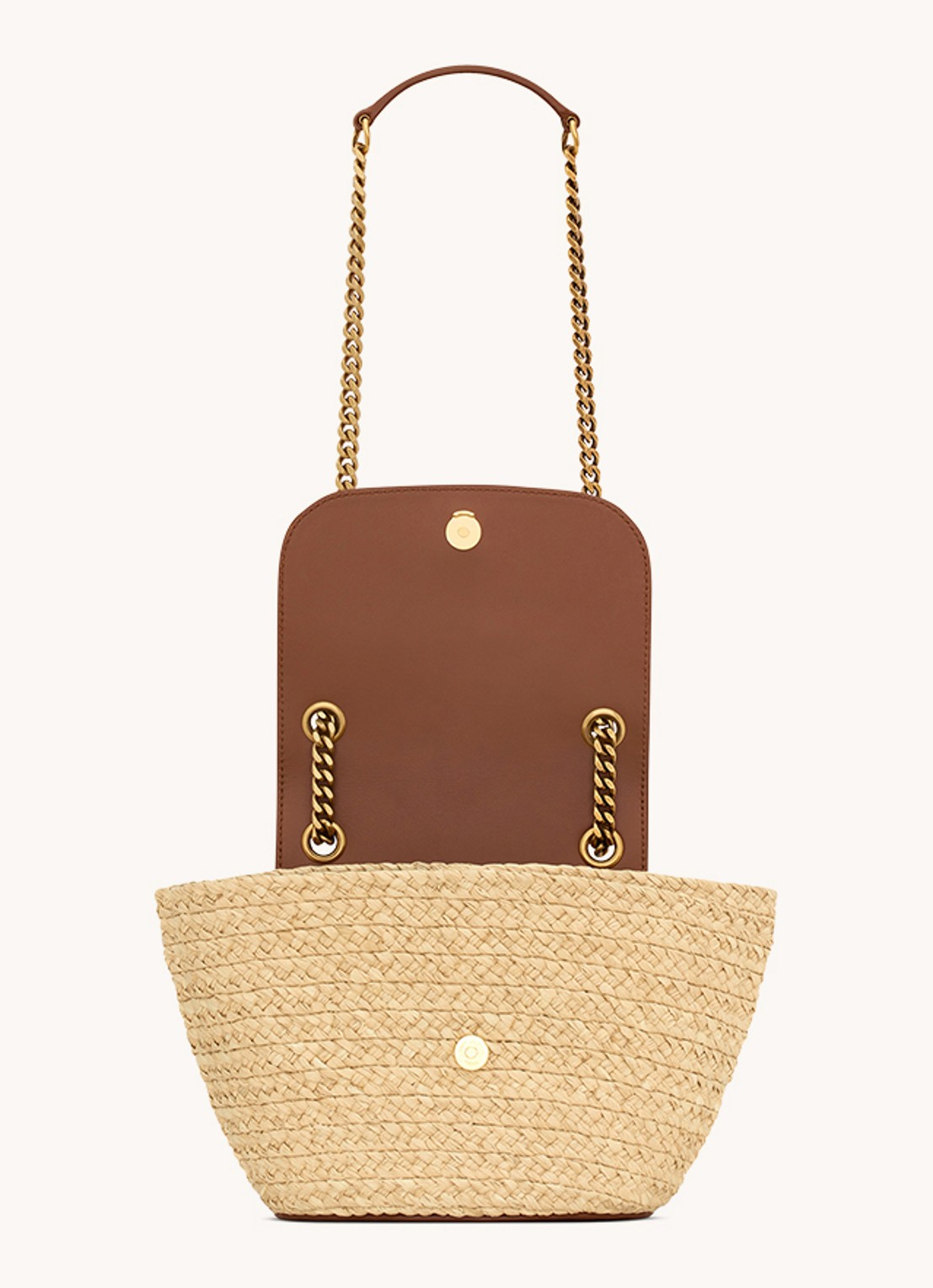 Saint Laurent Panier schoudertas met kalfsleren details - detail 2 beige