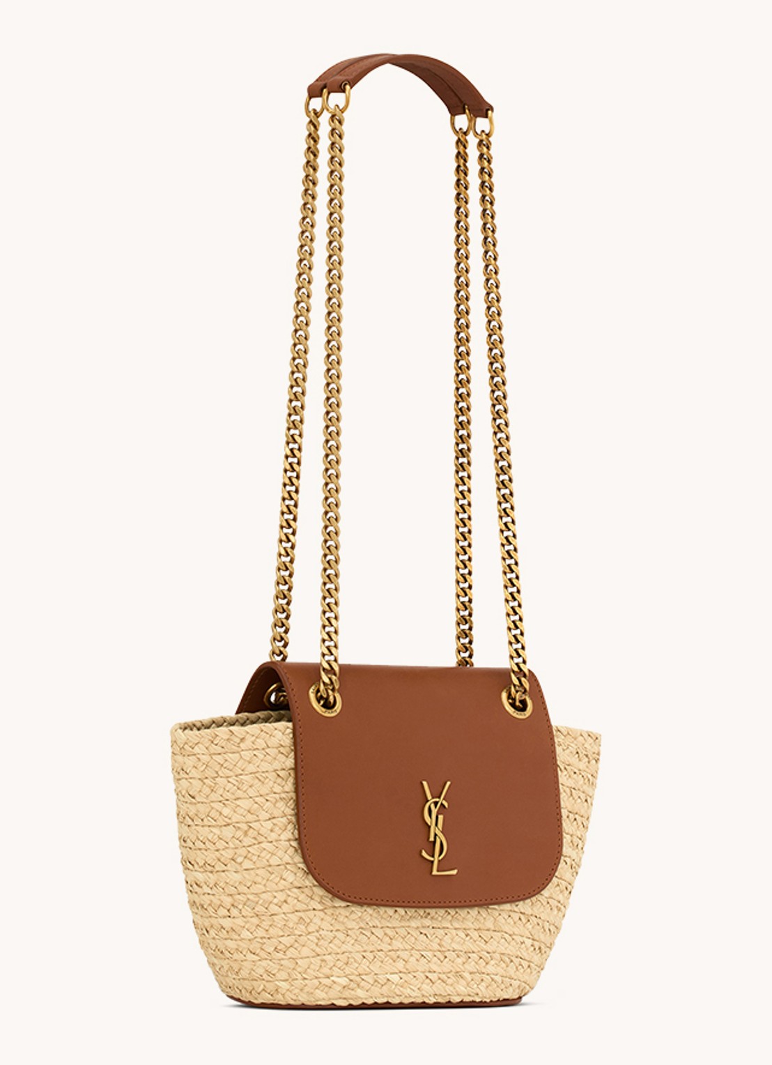 Saint Laurent Panier schoudertas met kalfsleren details - detail 3 beige