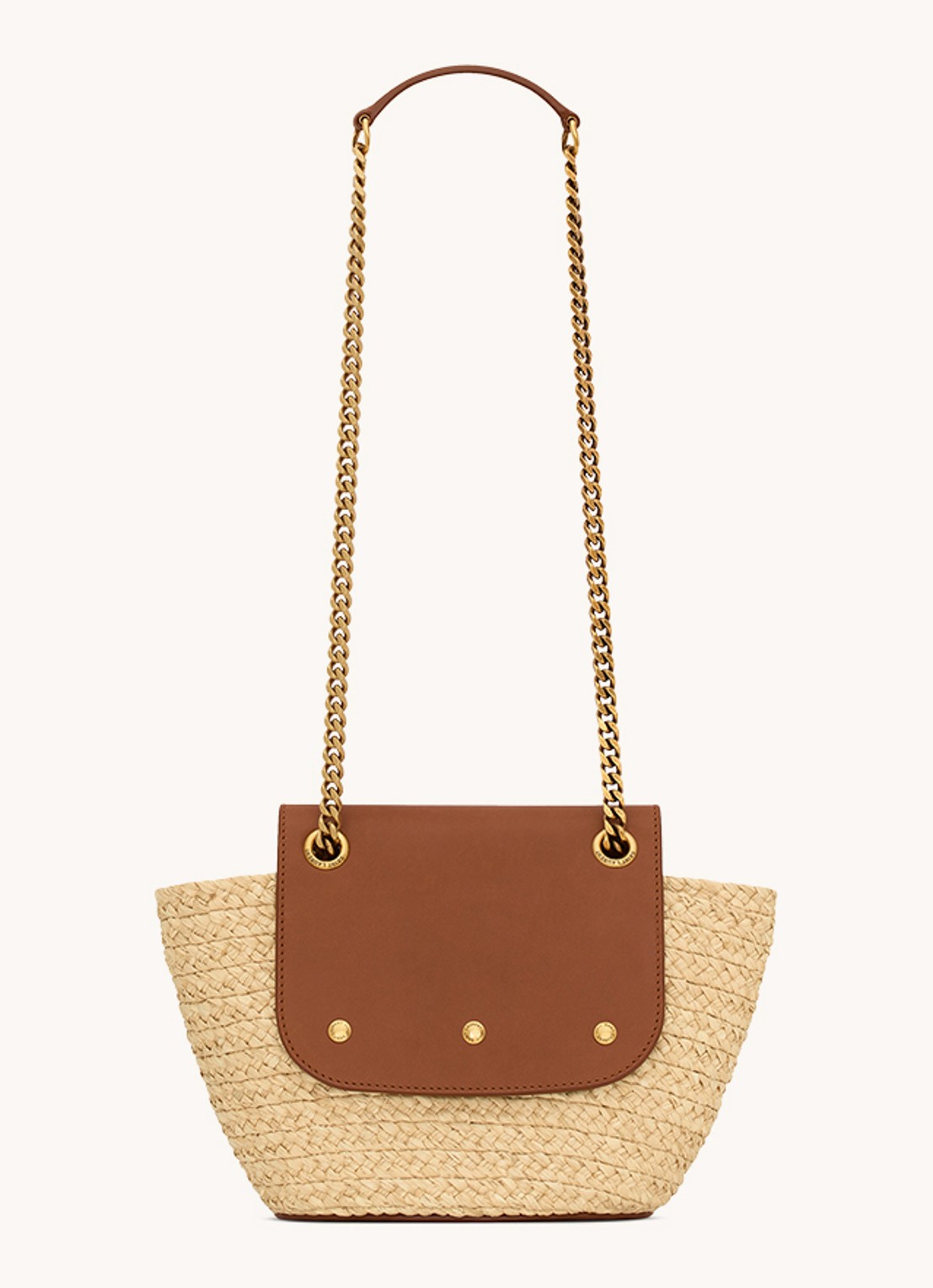 Saint Laurent Panier schoudertas met kalfsleren details - voorkant 5 beige
