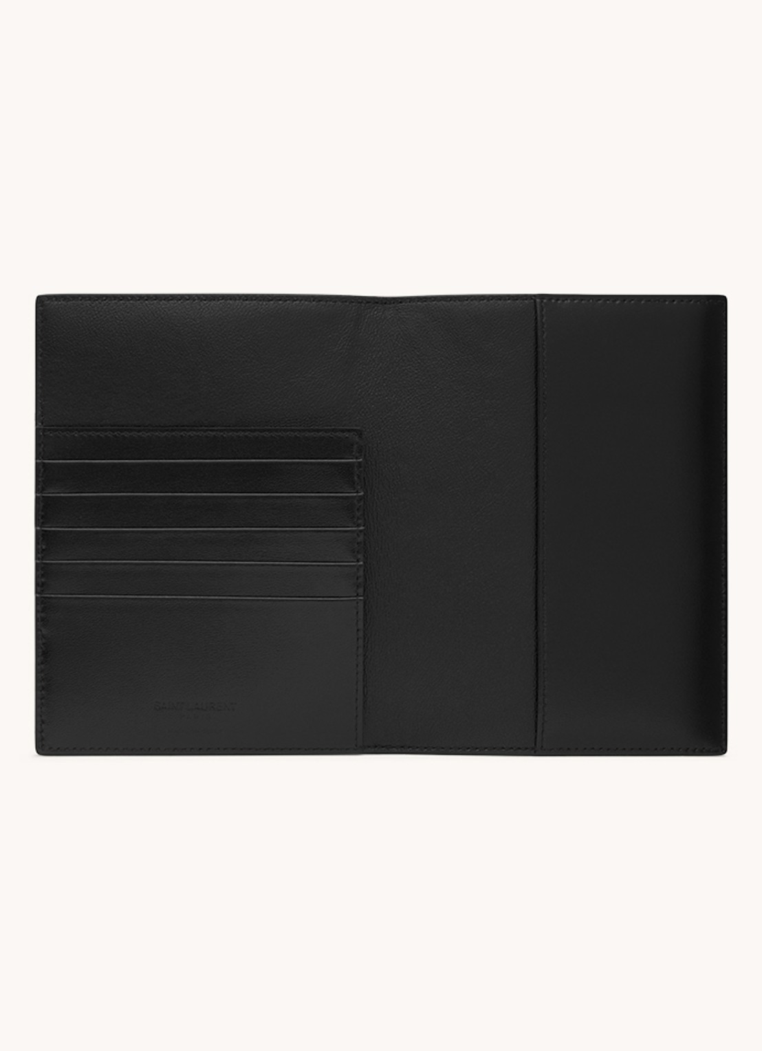 Saint Laurent Paris paspoortetui van kalfsleer - detail 3 zwart