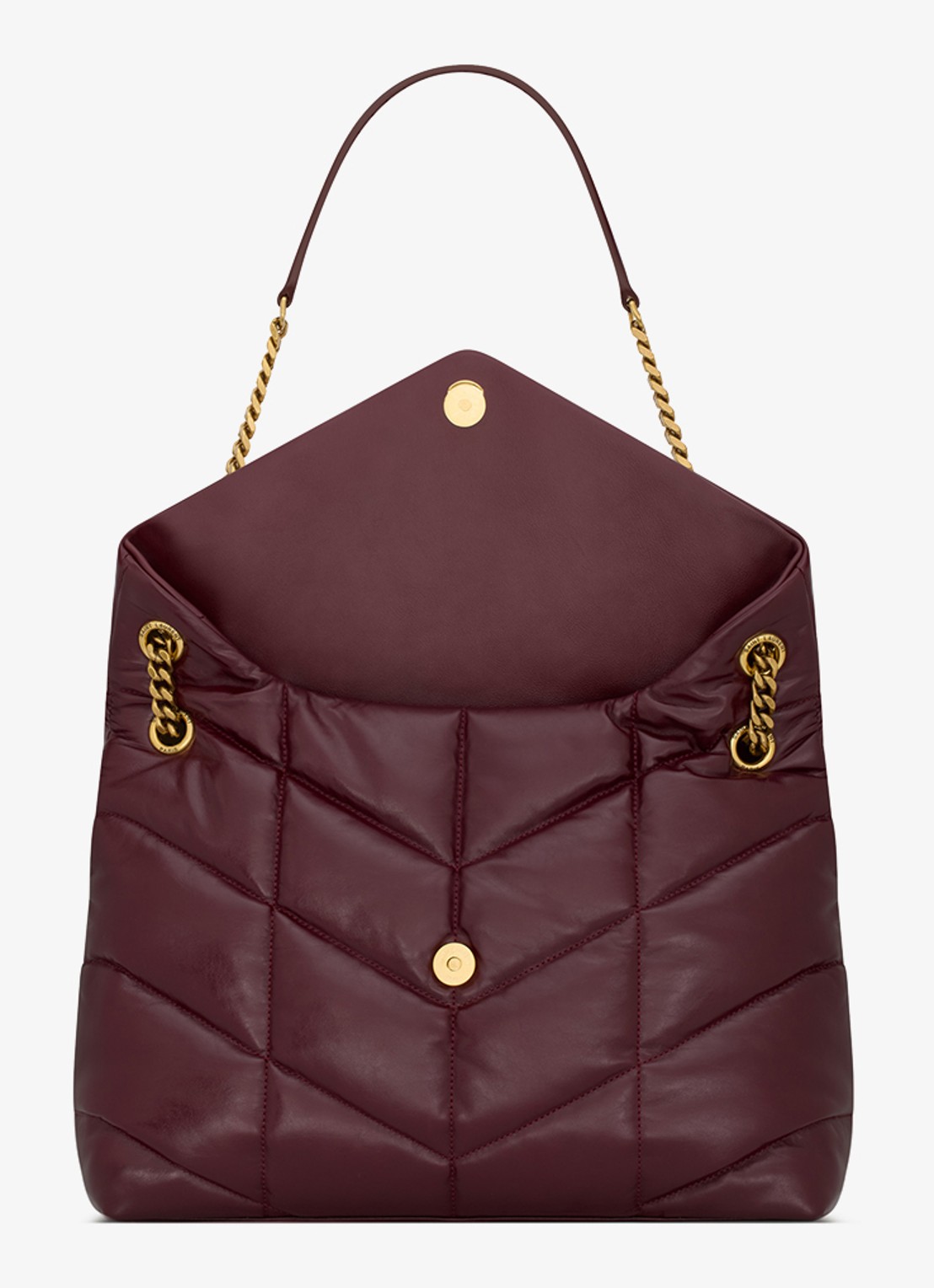 Saint Laurent Puffer Medium schoudertas van kalfsleer - detail 6 bordeauxrood