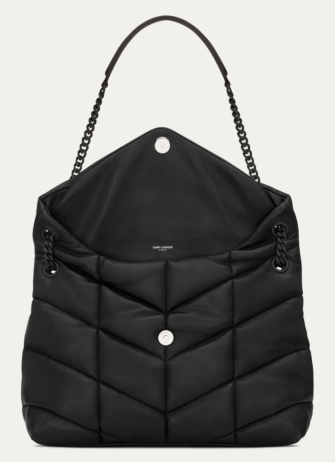 Saint Laurent Puffer Medium schoudertas van quilted lamsleer - detail 4 zwart