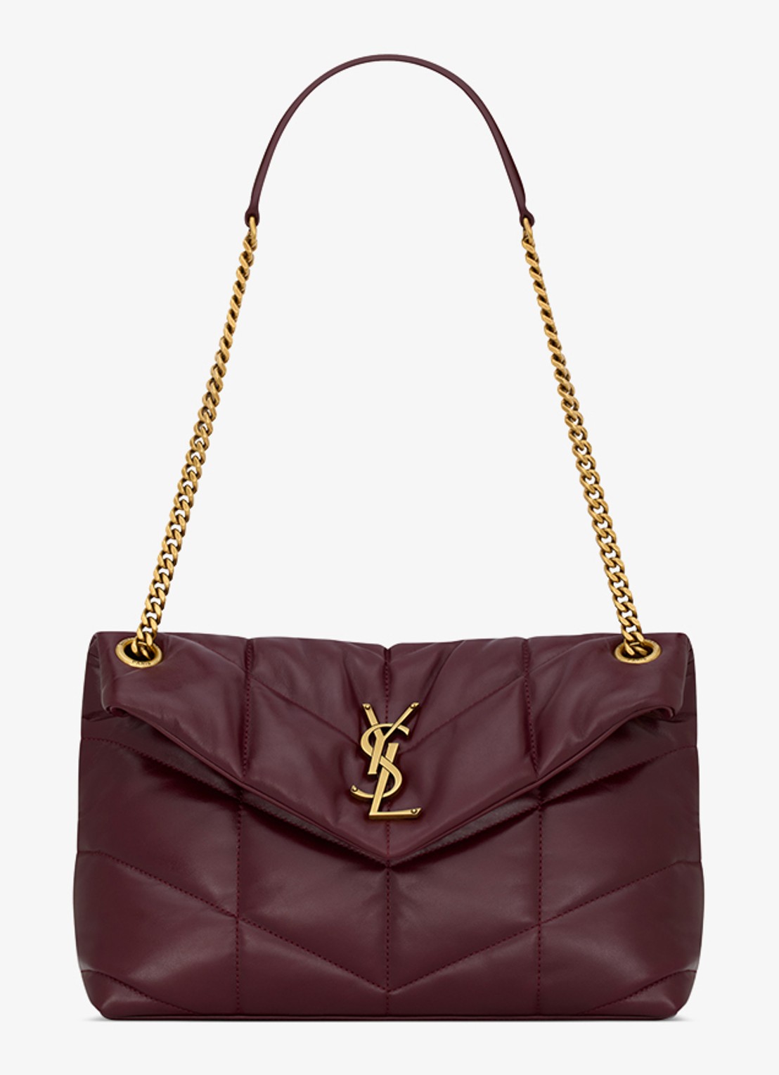 Saint Laurent Puffer Small schoudertas van kalfsleer - voorkant donkerrood